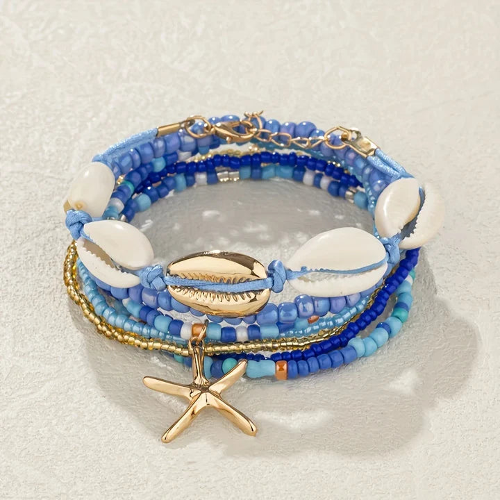 Lot de bracelets en coquillages de l'océan bleu