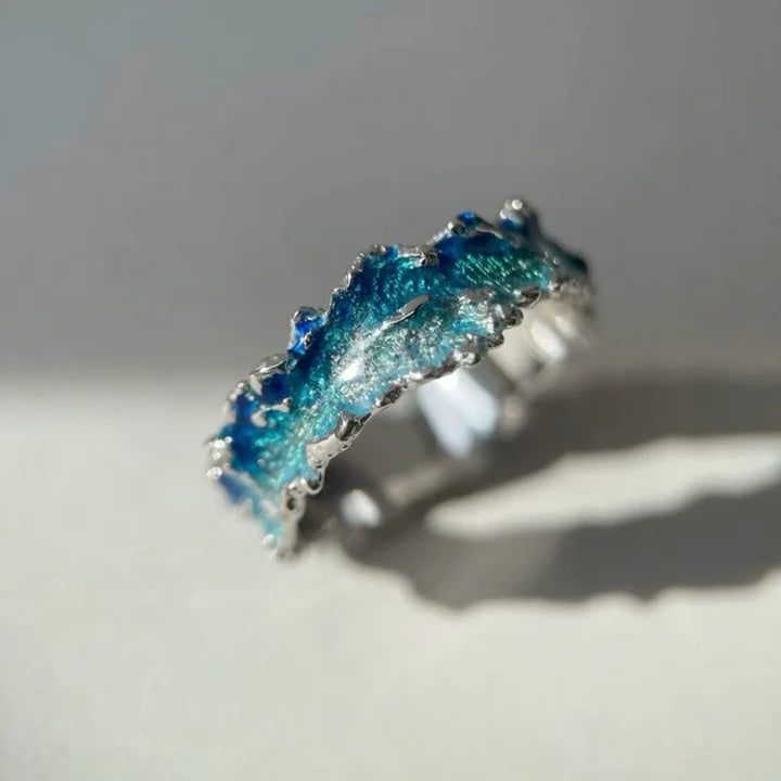 Bague Vintage Bleu Océan et Argent