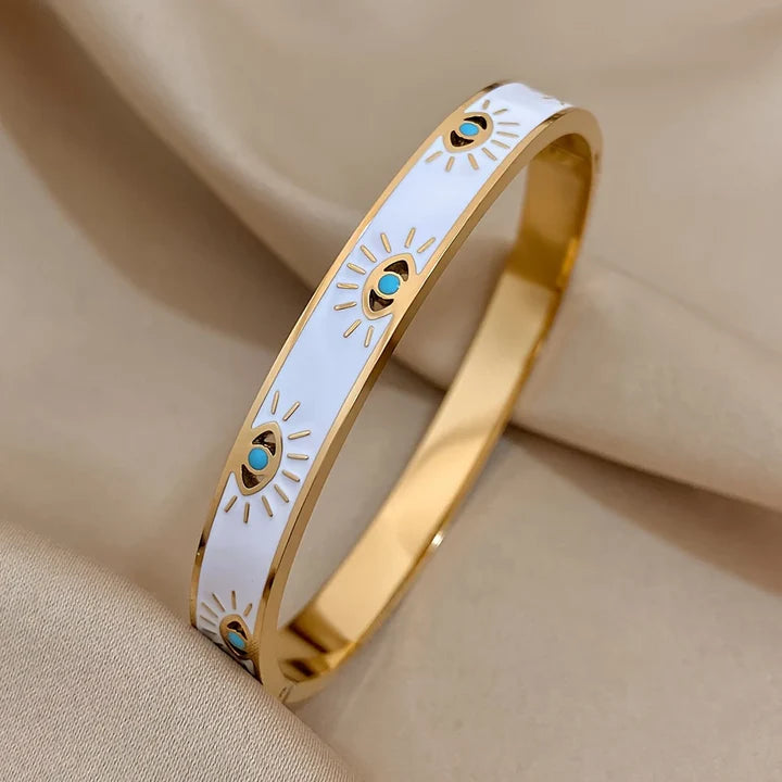 Bracelet Nazar en émail blanc