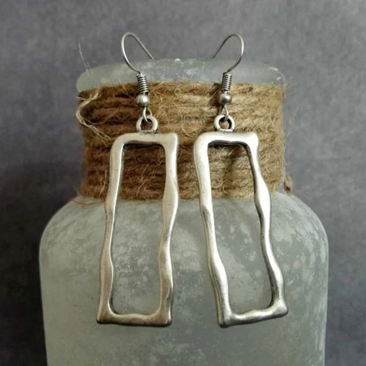 Boucles d'oreilles rectangulaires creuses en argent