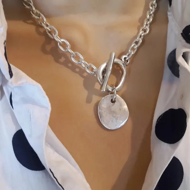 Collier en plaques argentées