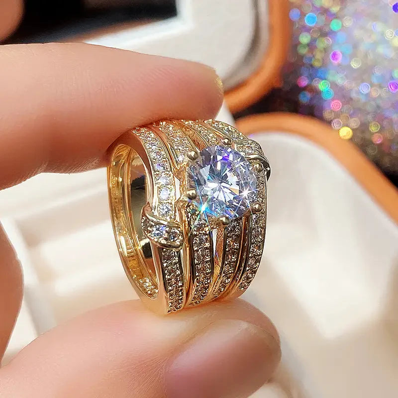 Bague Sparkling Golden Zirconia