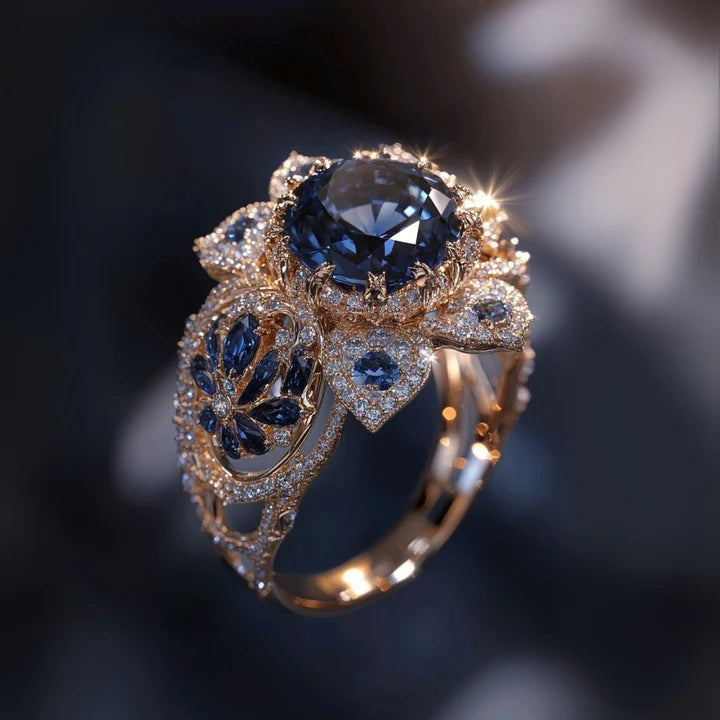 Bague exotique Fleur de saphir