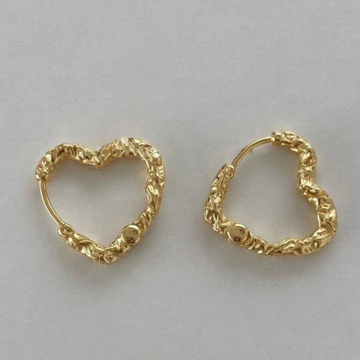 Boucles d'oreilles créoles en forme de cœur doré