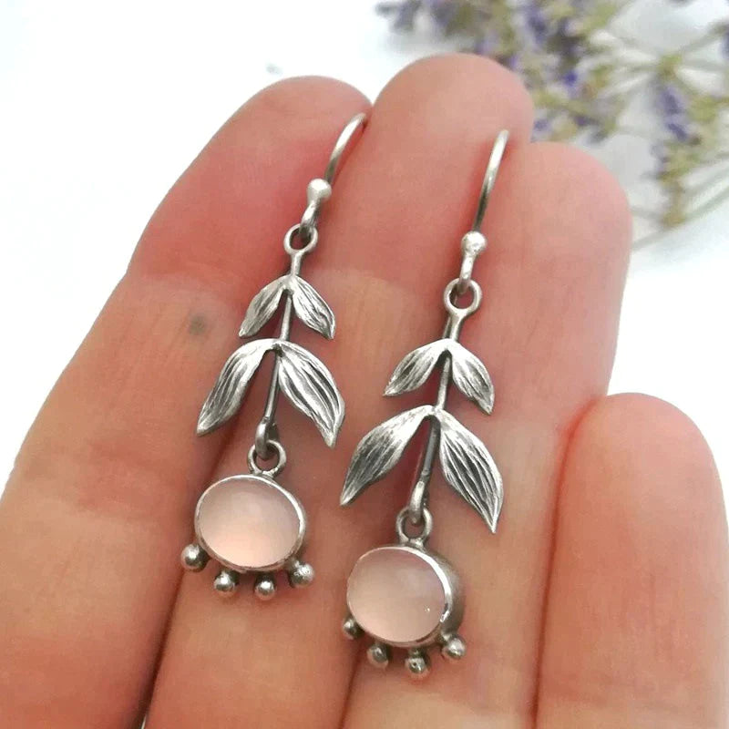 Boucles d'oreilles pendantes en quartz bohème en argent