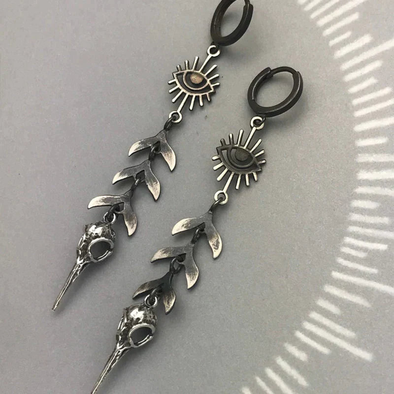 Boucles d'oreilles pendantes masque bohème en argent