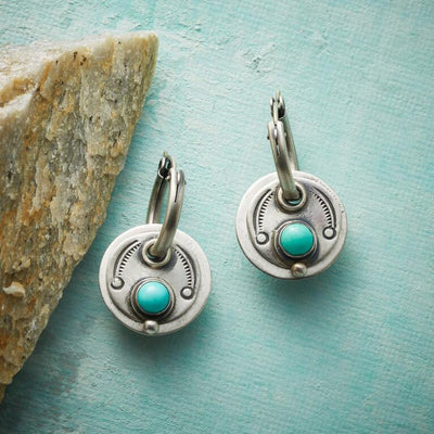 Boucles d'oreilles bohème avec pierres turquoises en argent