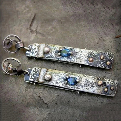 Boucles d'Oreilles Artisanales en Pierre Bleue