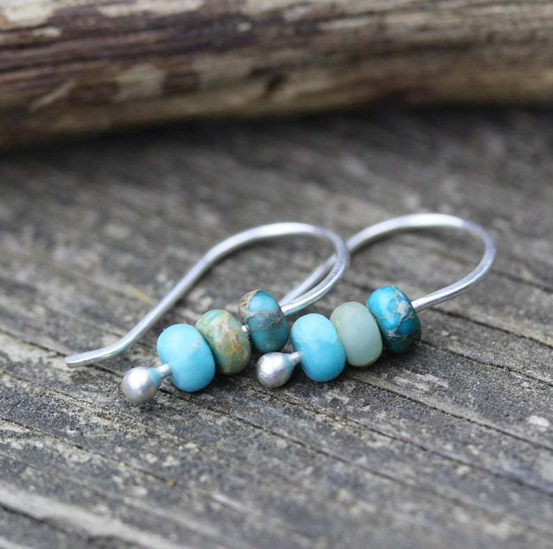 Boucles d'Oreilles Perlées en Turquoise