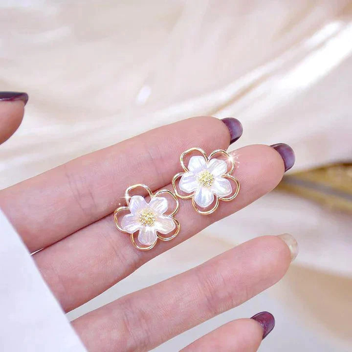 Boucles d'oreilles fleurs en or 14K