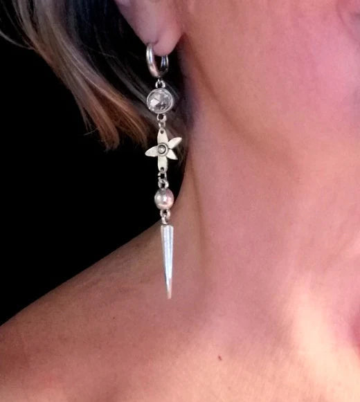 Boucle d'Oreille Pendentif Étoile en Strass