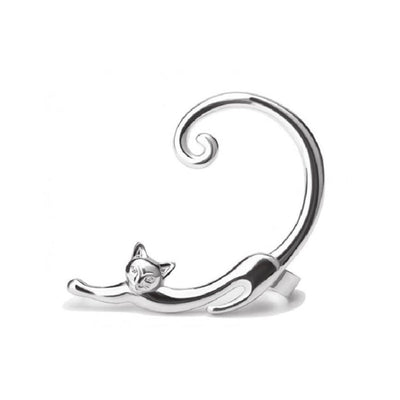 Boucle d'Oreille Chat de Luxe en Argent