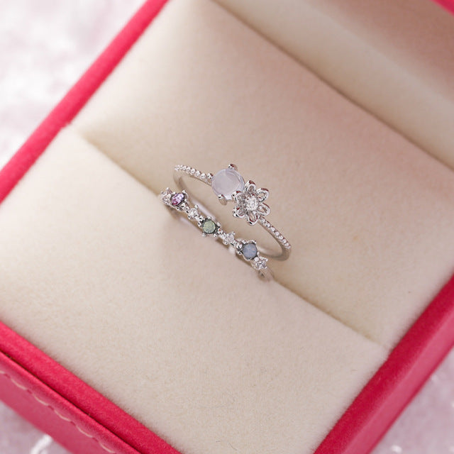 Bague Réglable en Argent et Pierre de Lune