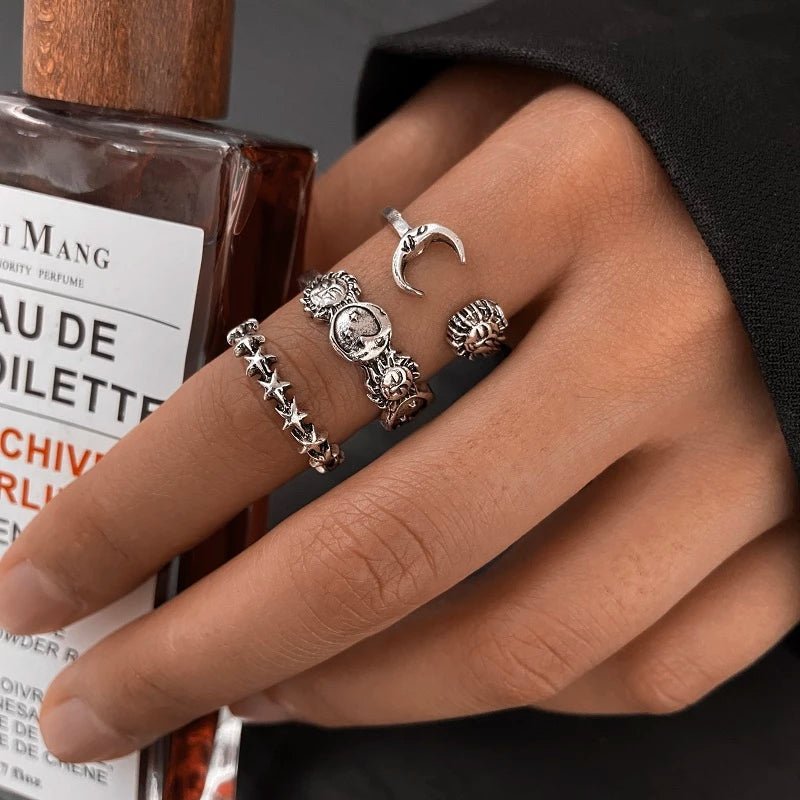 Heclia Lot de 3 anneaux anti-anxiété motif lune, étoile - Jouets anti-stress pour adultes - Bijoux en acier inoxydable Or rose doré Heclia Lot de 3 anneaux anti-anxiété motif lune, étoile - Jouets anti-stress pour adultes - Bijoux en acier inoxydable Or rose doré