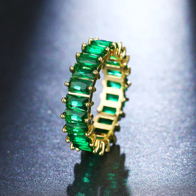 Bague de Luxe en Or avec Zircon Vert