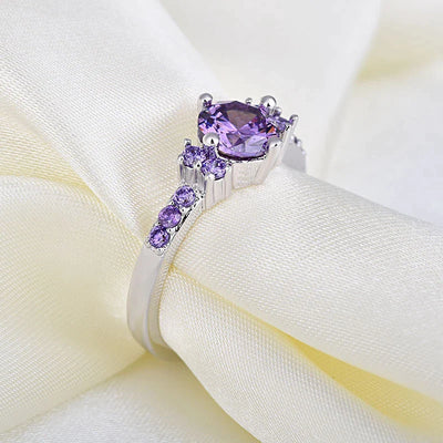 Bague de Zircon Violet en Argent