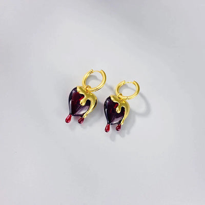 Boucles d'oreilles en Coeur à Huile en Or