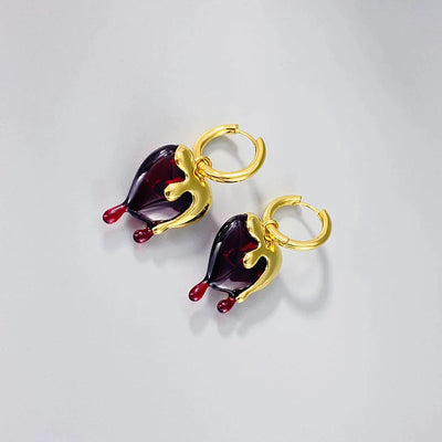 Boucles d'oreilles en Coeur à Huile en Or