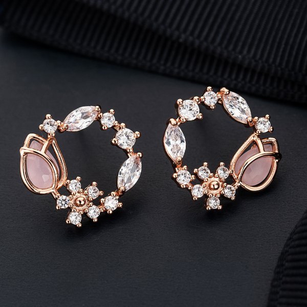 Boucles d'Oreilles en Zirconium avec Tulipes