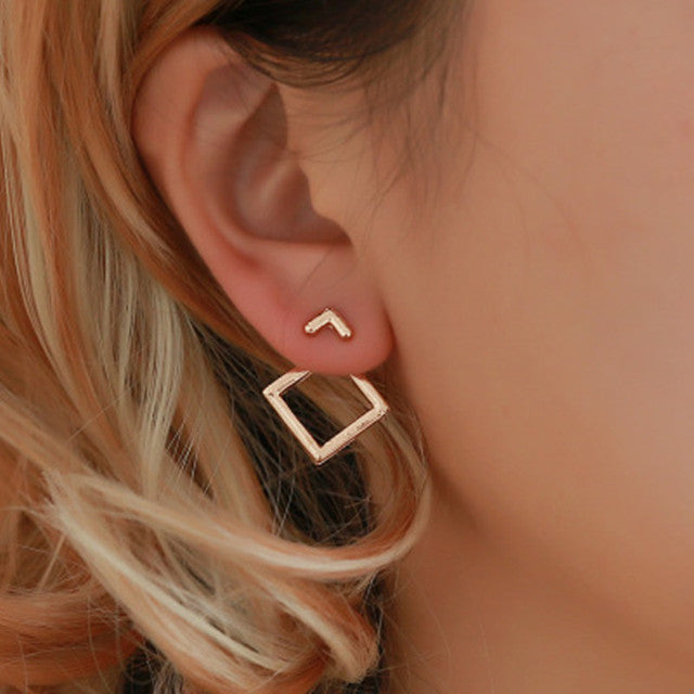 Boucles d'Oreilles Multi-Couches en Métal Doré