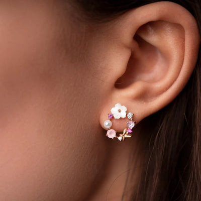 Boucles d'Oreilles Fleuries en Or Rose