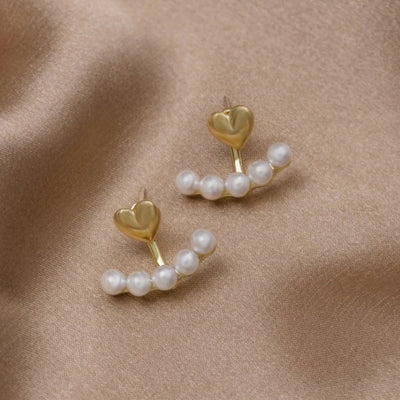 Boucles d'Oreilles Cœur d'Or avec Perles