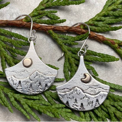 Boucles d'oreilles en argent "soleil et lune de Natura".