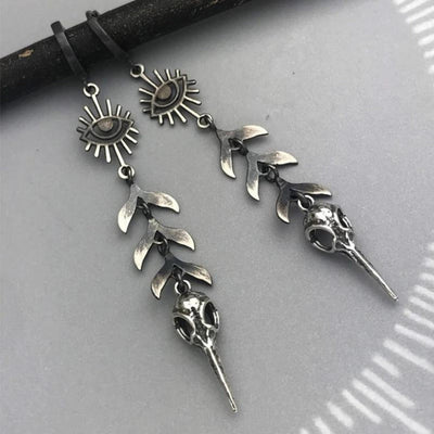 Boucles d'oreilles pendantes masque bohème en argent