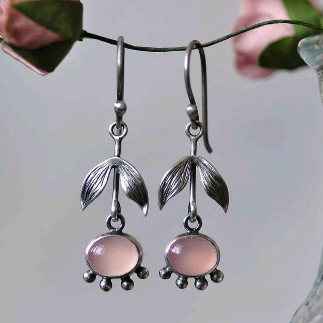 Boucles d'oreilles pendantes en quartz bohème en argent