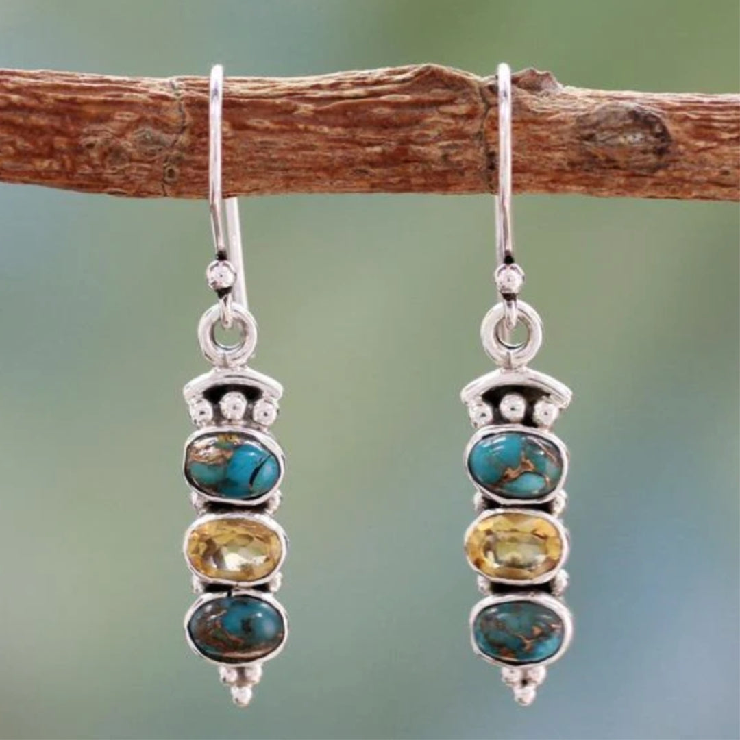 Boucles d'oreilles Boho en argent avec opale