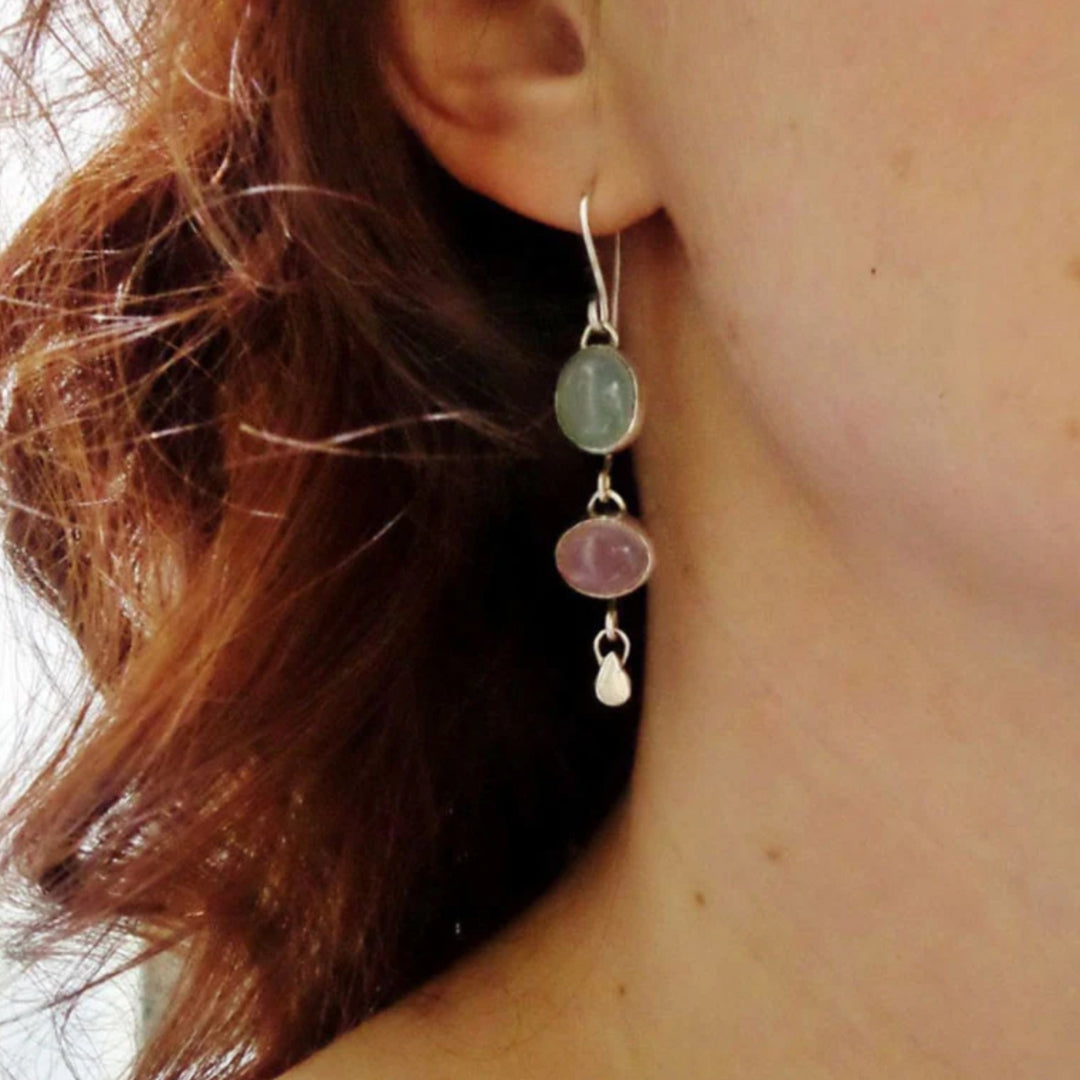 Boucles d'oreilles bohème en cristal d'argent