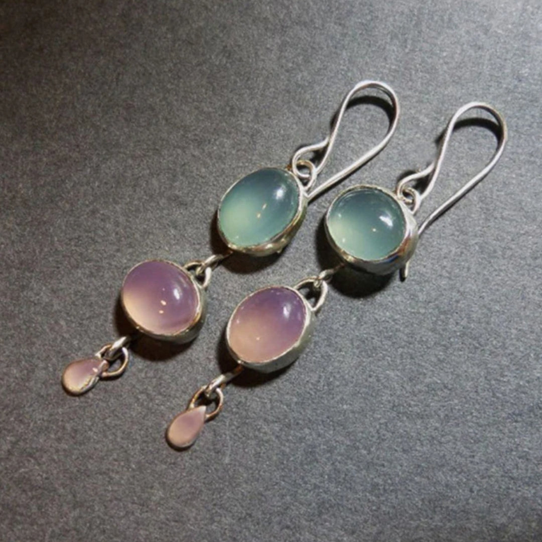 Boucles d'oreilles bohème en cristal d'argent