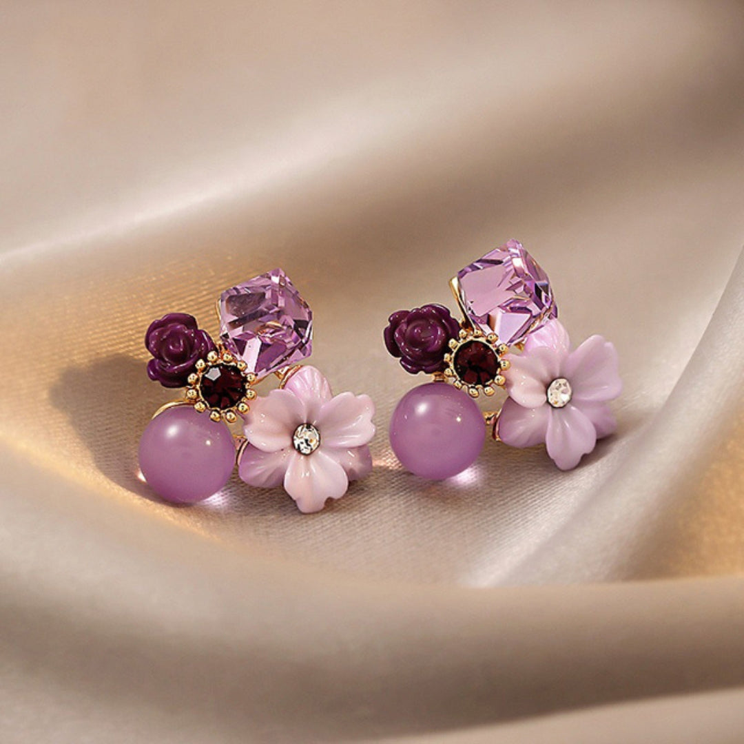 Boucles d'Oreilles Fleuries de Luxe en Or