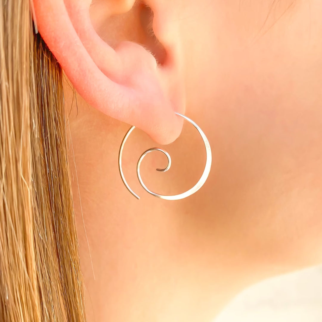 Boucles d'oreilles Spirale Boho en Argent