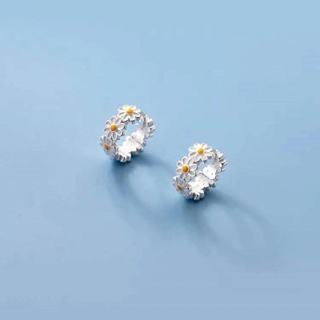 Boucles d'Oreilles Marguerite Argentée