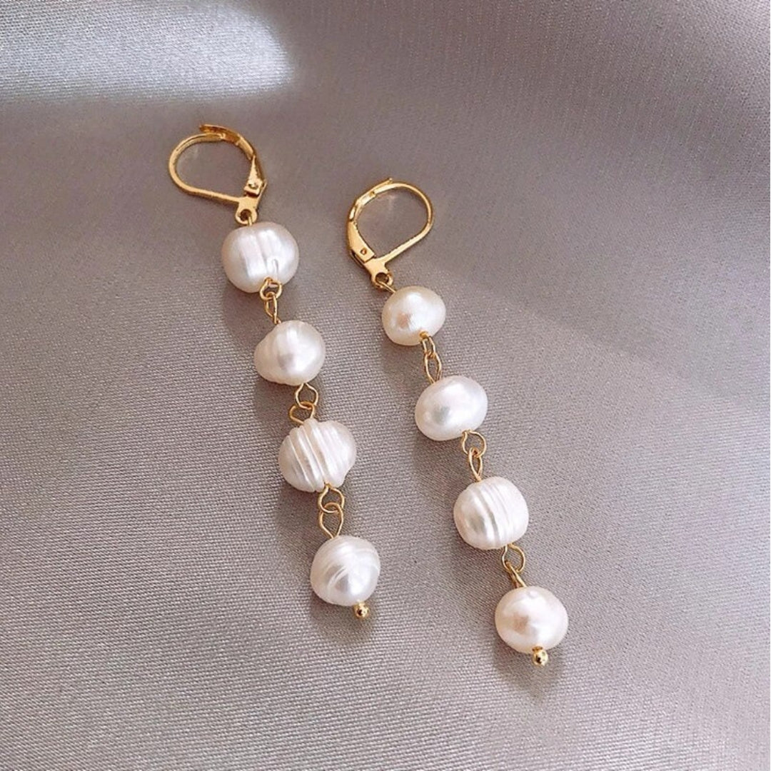 Boucles d'oreilles en Perles d'Eau Douce en Or