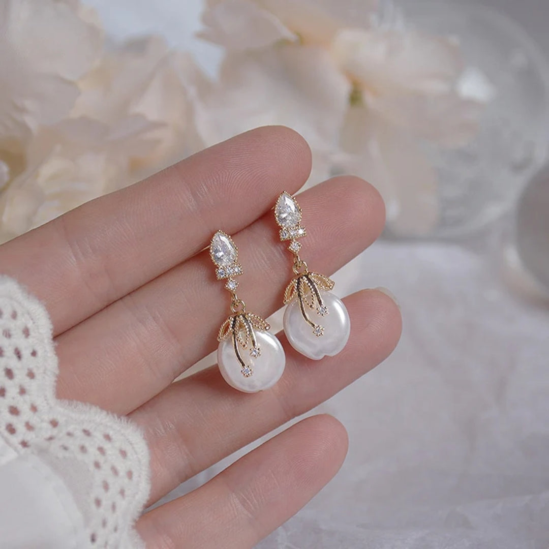 Boucles d'oreilles Luxurieuses en Perles d'Or