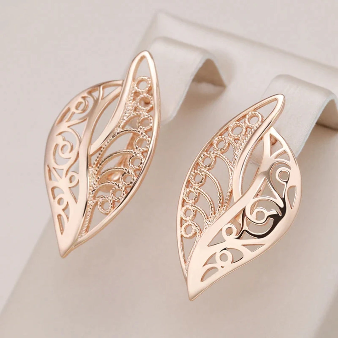 Boucles d'oreilles Feuille d'Elfe en Or