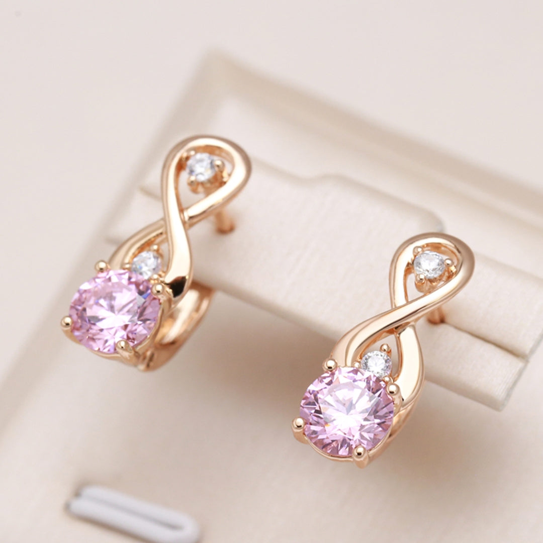 Boucles d'oreilles élégantes en cristal rose