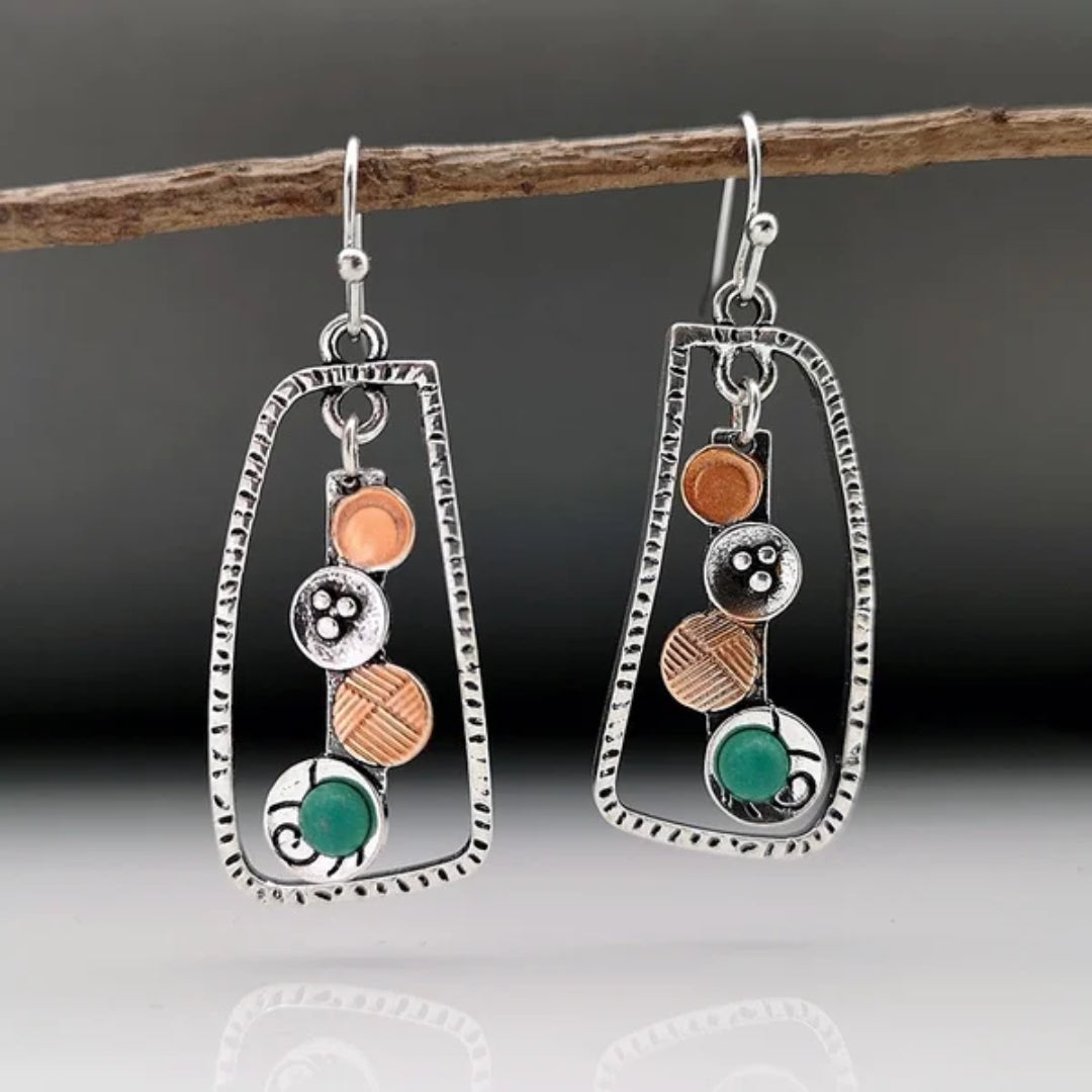 Boucles d'oreilles creuses vintage avec pierres