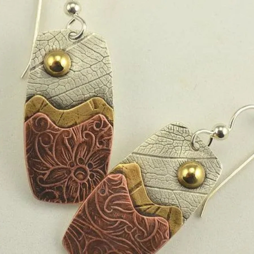 Boucles d'oreilles vintage en forme de désert brun