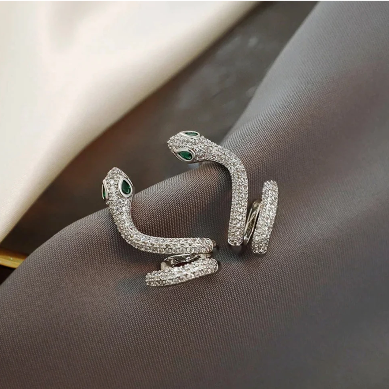 Boucles d'oreilles Serpent en Argent Brillant