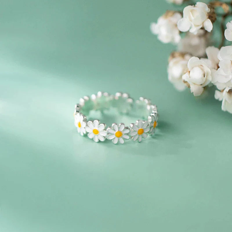 Bague en Forme de Marguerite en Argent