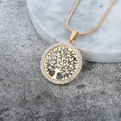 Pendentif Arbre de Vie avec Zirconia en Or et Argent