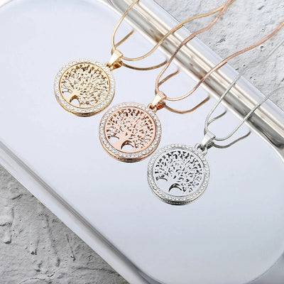 Pendentif Arbre de Vie avec Zirconia en Or et Argent