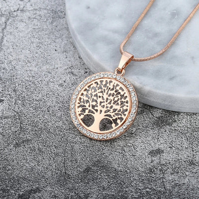 Pendentif Arbre de Vie avec Zirconia en Or et Argent