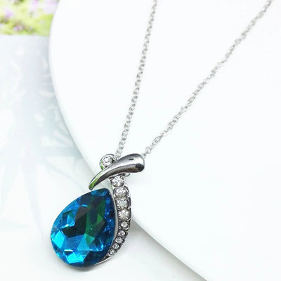 Ensemble Collier + Boucles d'Oreilles en Zirconium Bleu en Argent Sterling