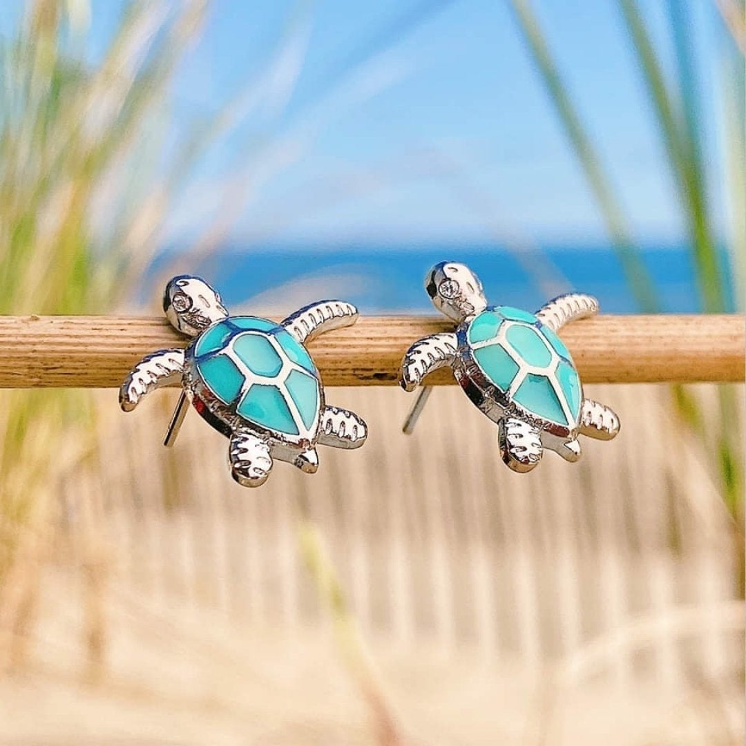 Boucles d'oreilles Tortue de Mer en Opale et Argent