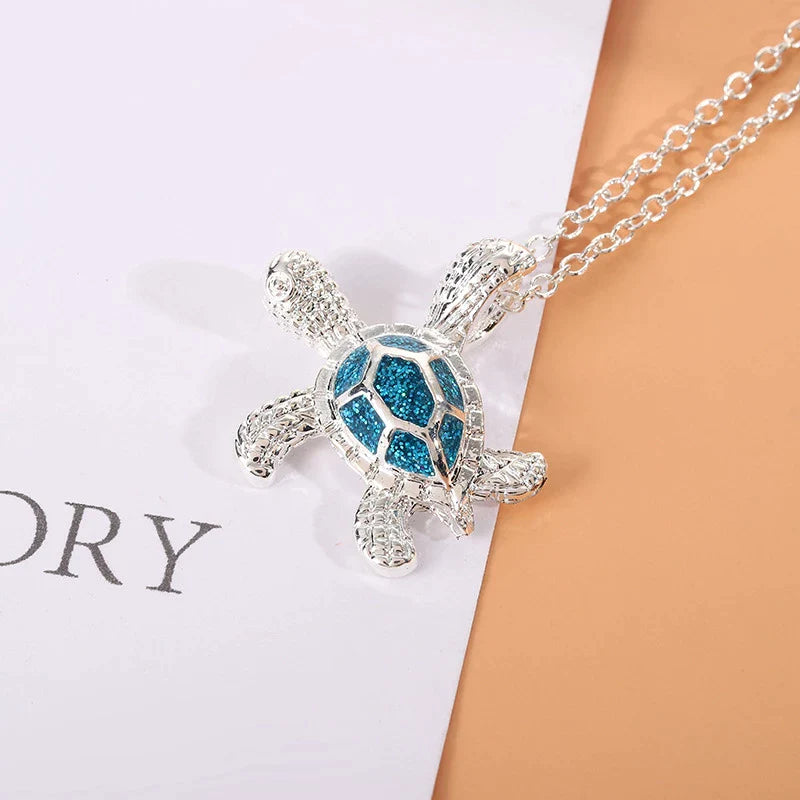 Collier Opale Bleu Tortue De Mer