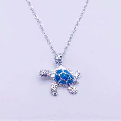 Collier Opale Bleu Tortue De Mer